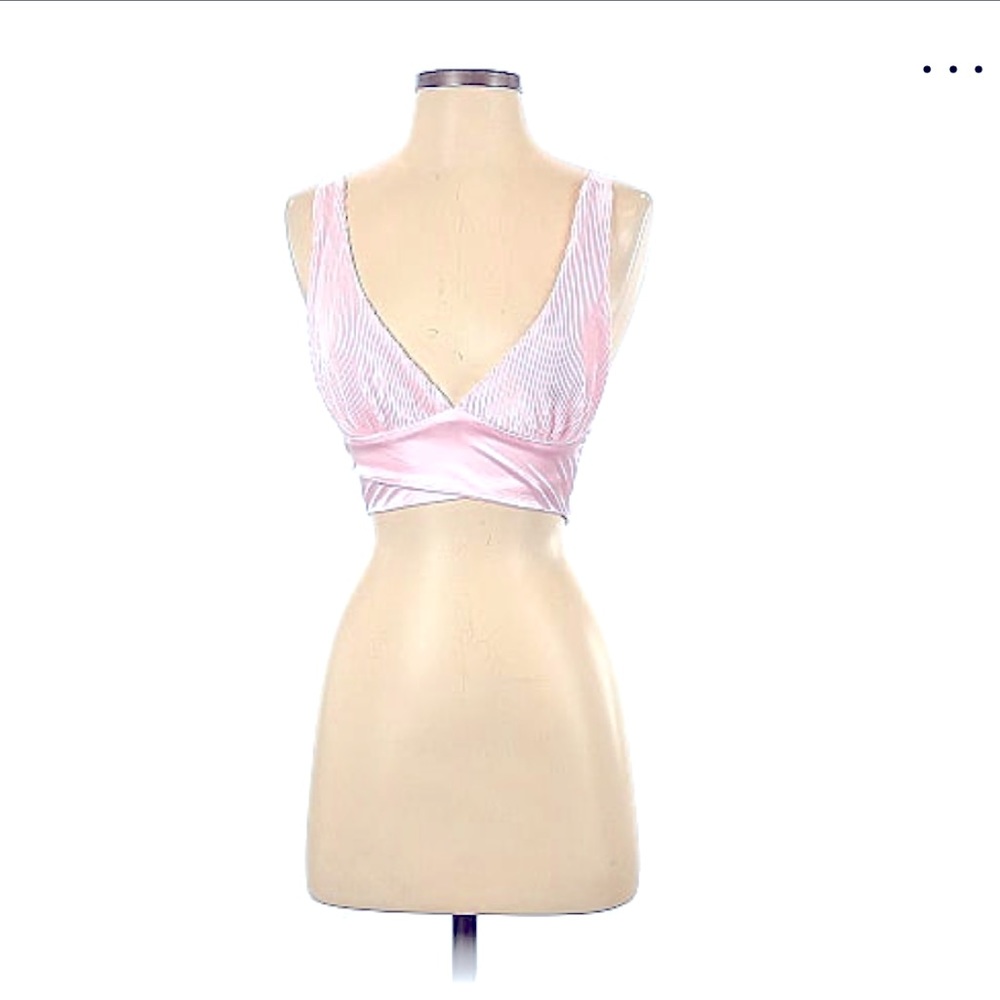 White Fox pink zip crop top